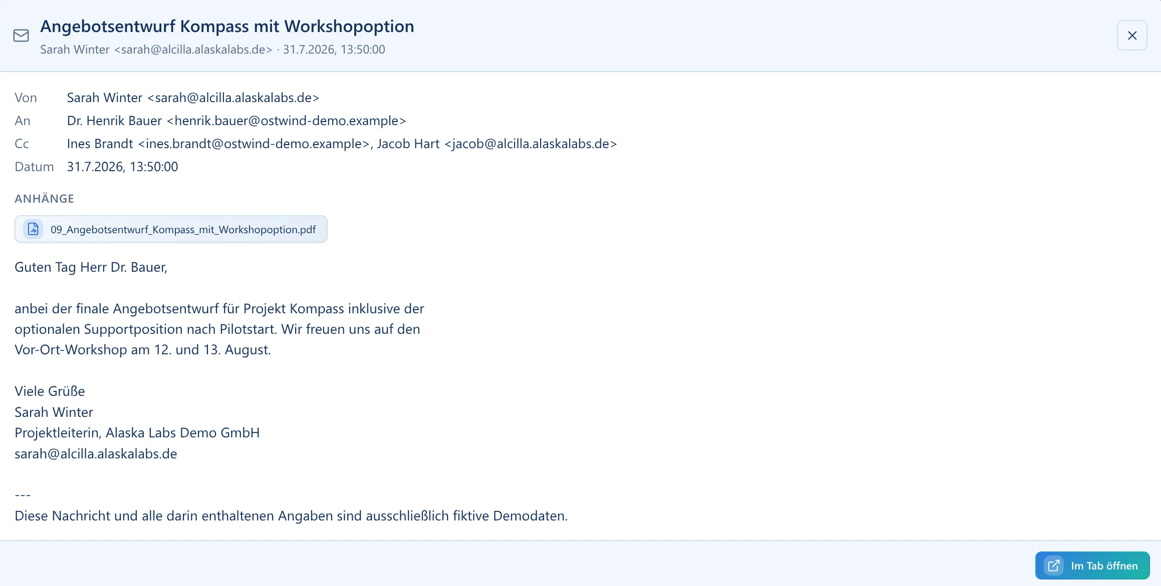 Geöffnete Vorschau eines Explore-Treffers mit direktem Weg zum zugehörigen Original