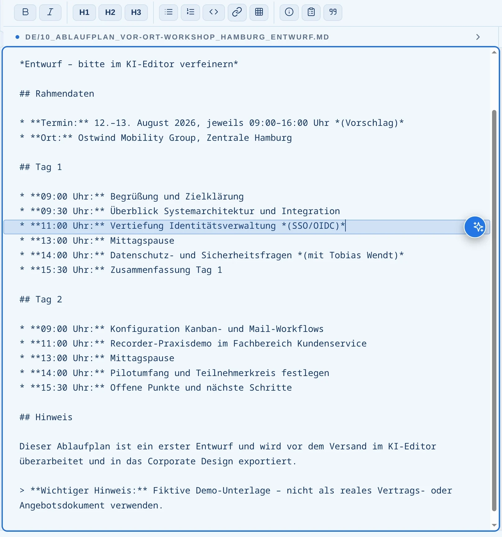 Vollwertiger Markdown-Editor