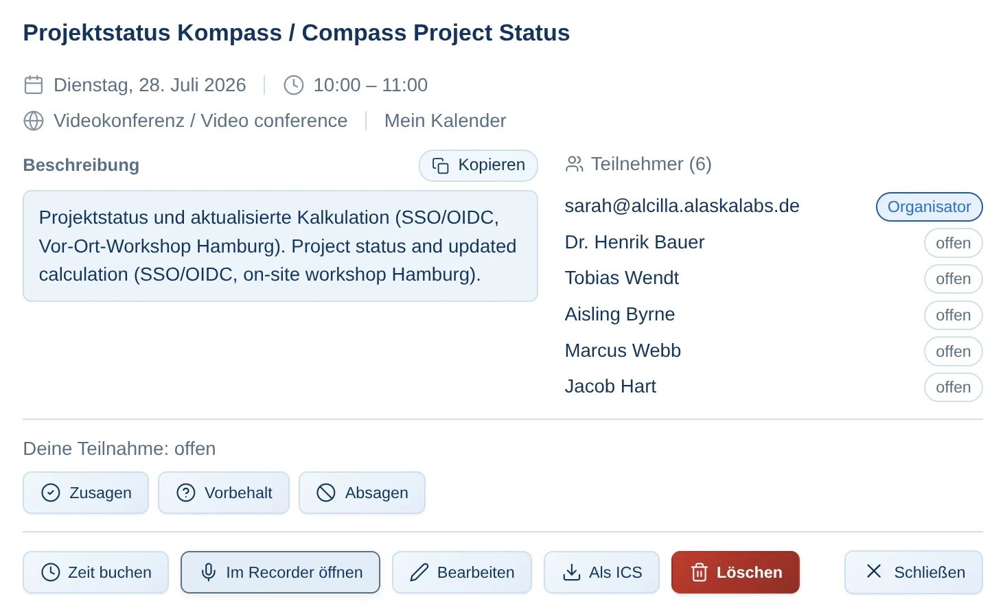 Vom Kalender direkt in den Recorder