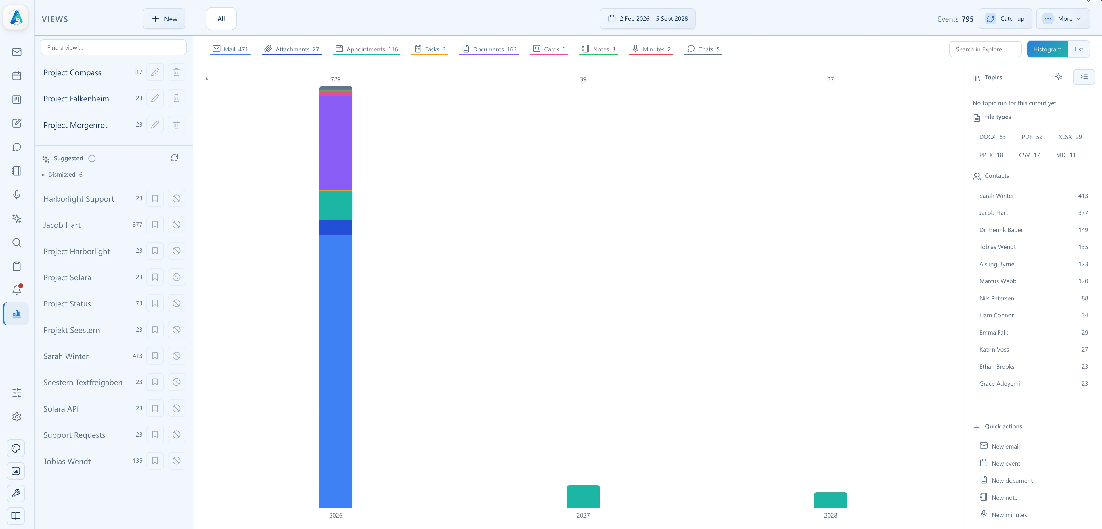 Explore view with content from different Alcilla modules