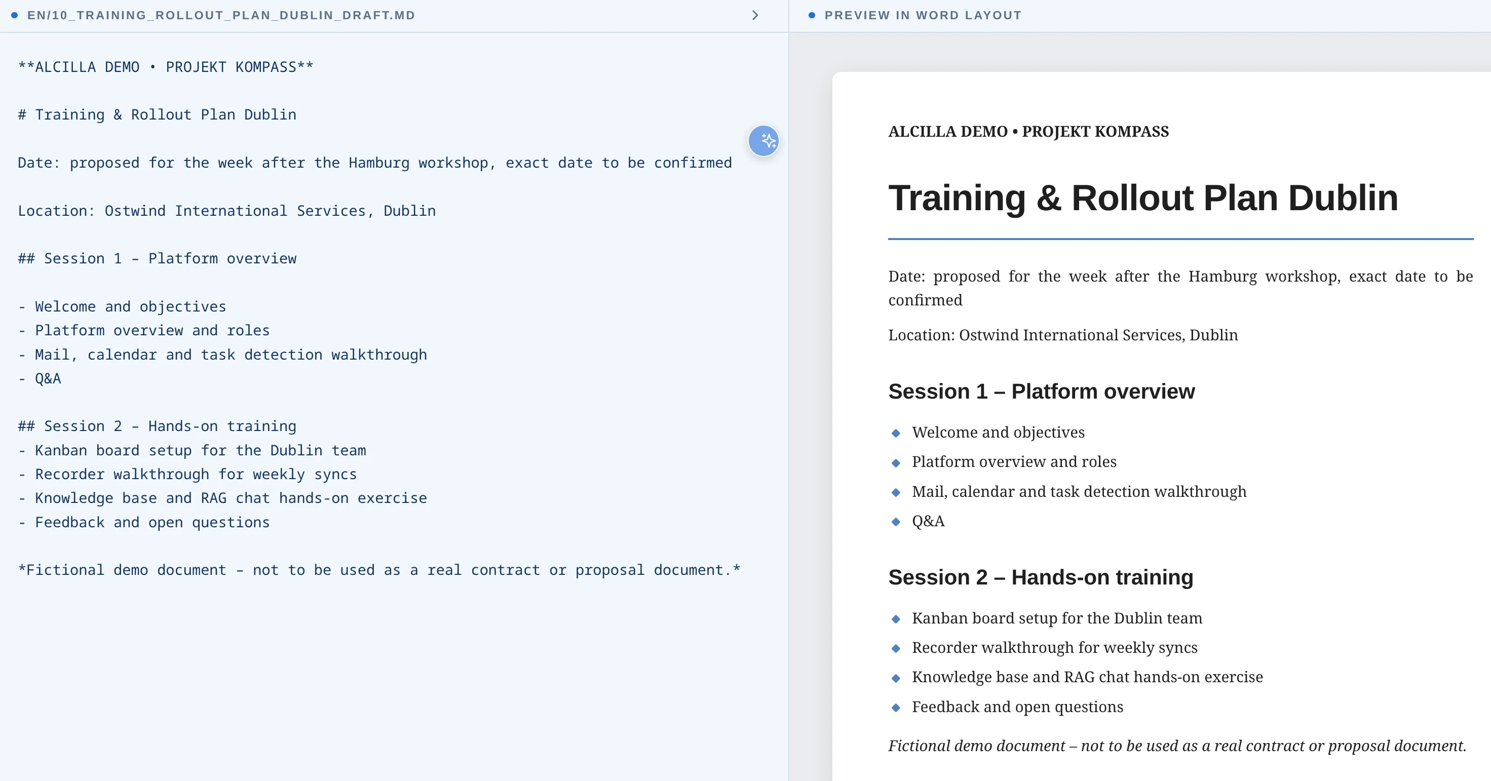 Live preview in Word layout