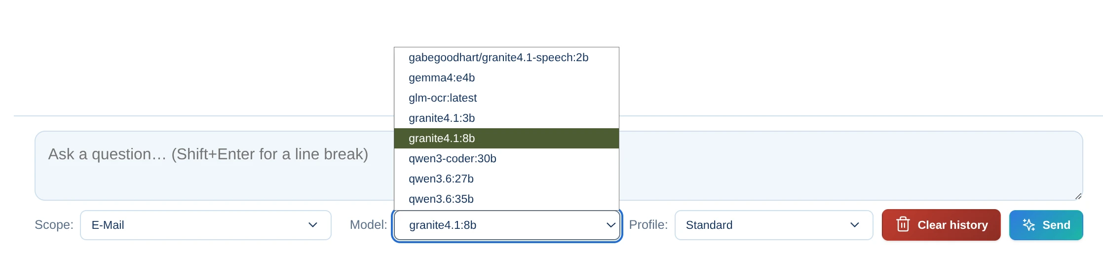 Selectable model & profile