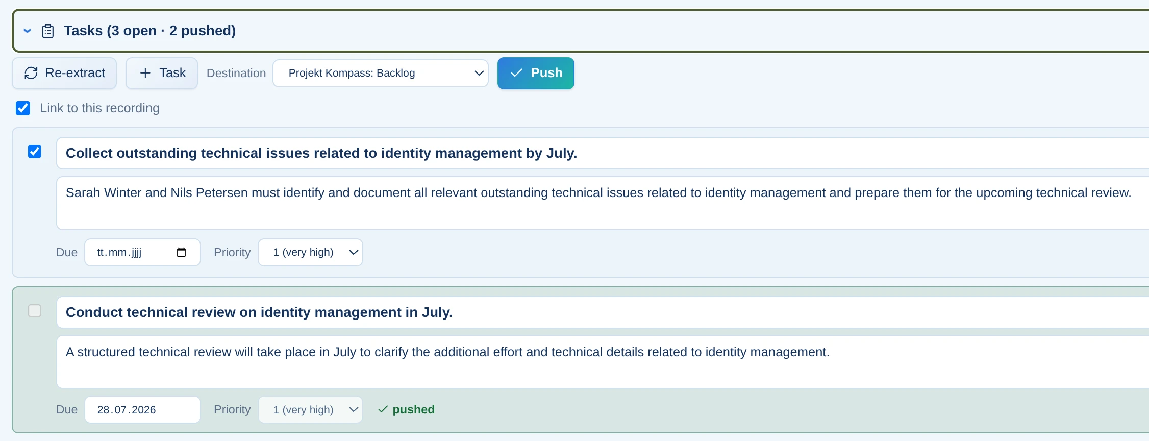 Tasks directly from spoken content